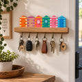 Colourful Beach Hut Wooden Key Holder | Handmade Wall Key Rack | Coastal Home Decor | Housewarming Gift | Entryway Key Hooks