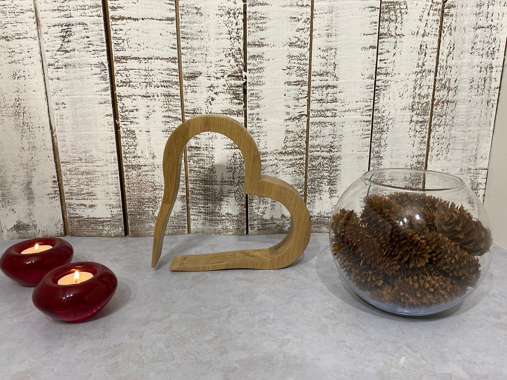 Scottish Oak Hollow Heart Ornament: Contemporary Wood Decor