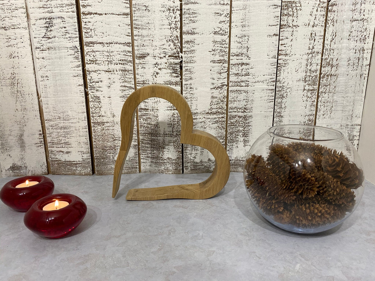 Scottish Oak Hollow Heart Ornament: Contemporary Wood Decor